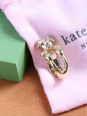 NWT Kate Spade New York Gold Puppy Wrap Ring Size 7